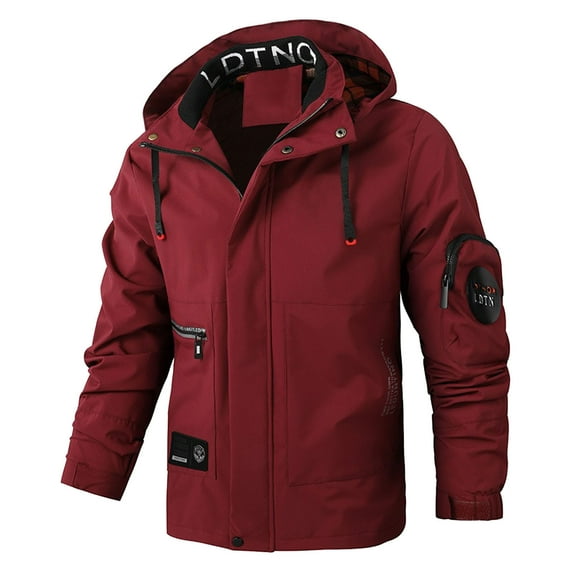 Mens Winter Jackets Thermal Waterproof Windproof Jacket Hooded Winter Snow Coat with Multiple Pockets Lightweight Solid Color Relaxed Fit Plus Size Winter Coat