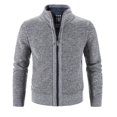 thumbnail image 1 of Mens Winter Knitted Sweater Casual Stand Collar Long Sleeve Full Zip Fleece Plaid Lined Coats With Zipper Pockets, 1 of 7