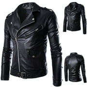 Mens Winter Leather Bomber Jackets Clearance Sale,Mens PU Leather Jacket Causal Belted Faux Leather Motorcycle Jacket Zipper Biker Coat