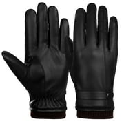 Mens Winter Leather Gloves-Allcaca Mens Winter Leather Gloves Touchscreen PU Leather Gloves Warm Lined Driving Gloves Motorcycle Gloves