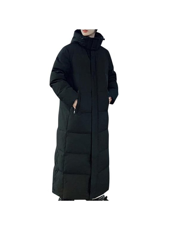 Mens Winter Long Coats Hooded Padded Jacket Windproof Thicken Warm Down Jackets Padded Parka Outerwear Windbreaker