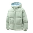 thumbnail image 1 of Mens Winter Outwear Hooded Stand Collar Front Zip Button Down Cardigan Thick Thermal Casual Coat With Pockets (L, Mint Green), 1 of 3