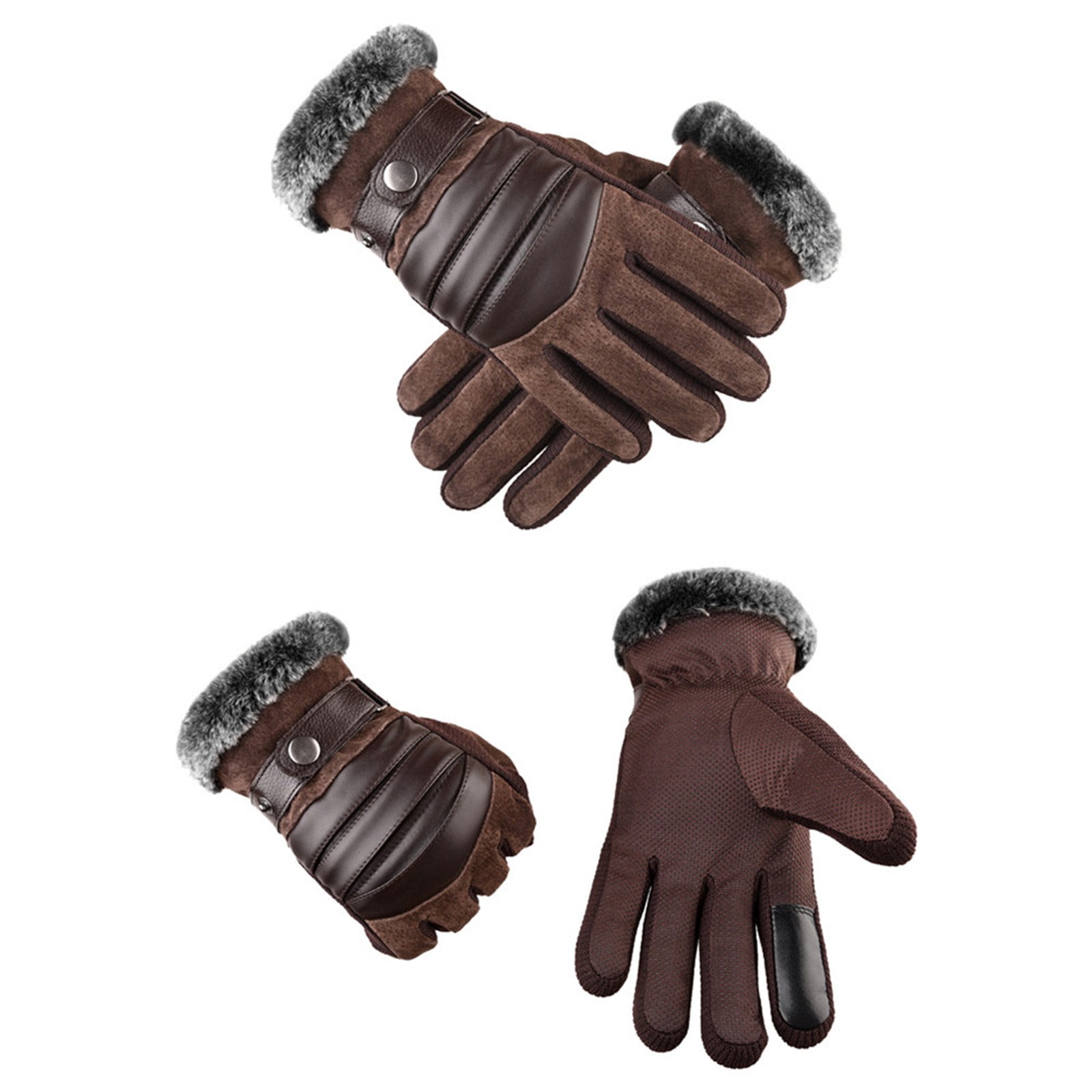 Mens Winter PU Leather Touchscreen Texting Warm Driving Lambskin Gloves