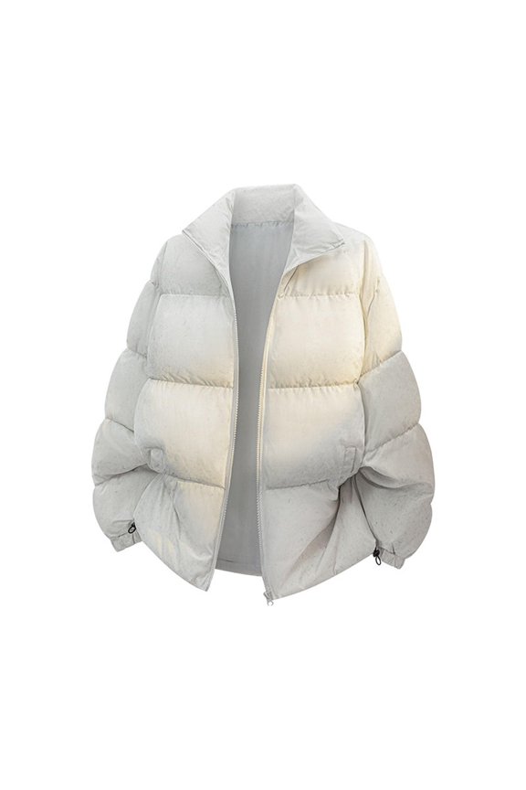 Mens Winter Padded Jacket 2025 Full Zip Windproof Midweight Water Resistant Park Stand-collar Puffer Coat