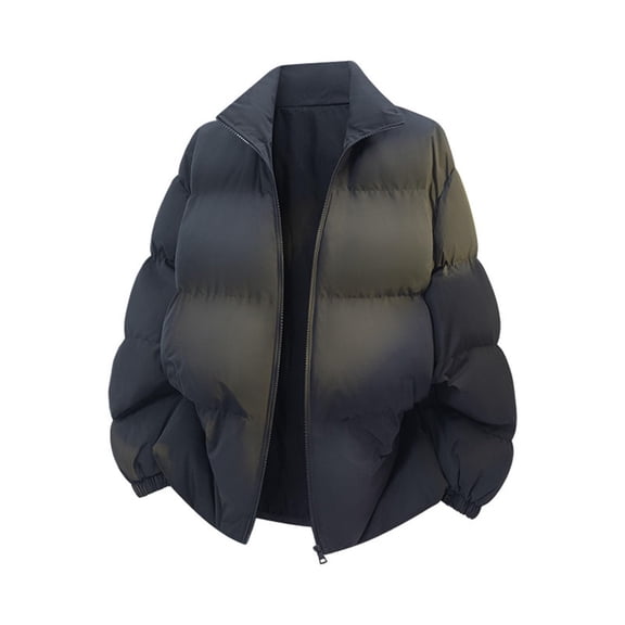 Mens Winter Padded Jacket 2025 Full Zip Windproof Midweight Water Resistant Park Stand-collar Puffer Coat