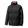 thumbnail image 1 of Mens Winter Padded Jackets, Full Zipper Stand Collar Windproof Quilted Outwear Coats with Pockets Black XXL, 1 of 8
