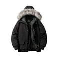 thumbnail image 1 of Mens Winter Puffer Parka Thicken Coat Faux Fur Removable Hood Warm Long Sleeve Zip Jacket with Pockets, 1 of 7