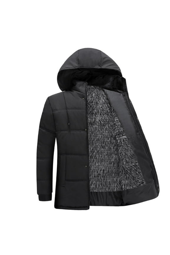 Mens Winter Solid Color Loose Down Alternative Jacket Puffer Coat Packable Warm Insulation & Lightweight Windbreaker Coats