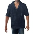 thumbnail image 1 of Mens Winter Sweaters Clearance, Baggy Cotton Linen Solid Button Plus Size Long Sleeve Hooded Shirts Tops, 1 of 1