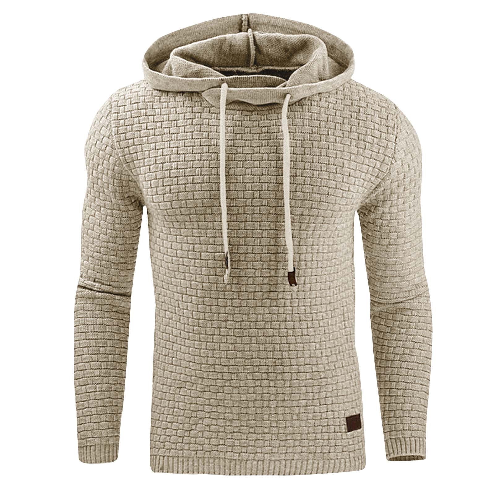 Mens Winter Sweaters Clearance, Men Sweatshirt Gym Long Sleeve Drawstring Hooded Plaid Pullover Hoodies