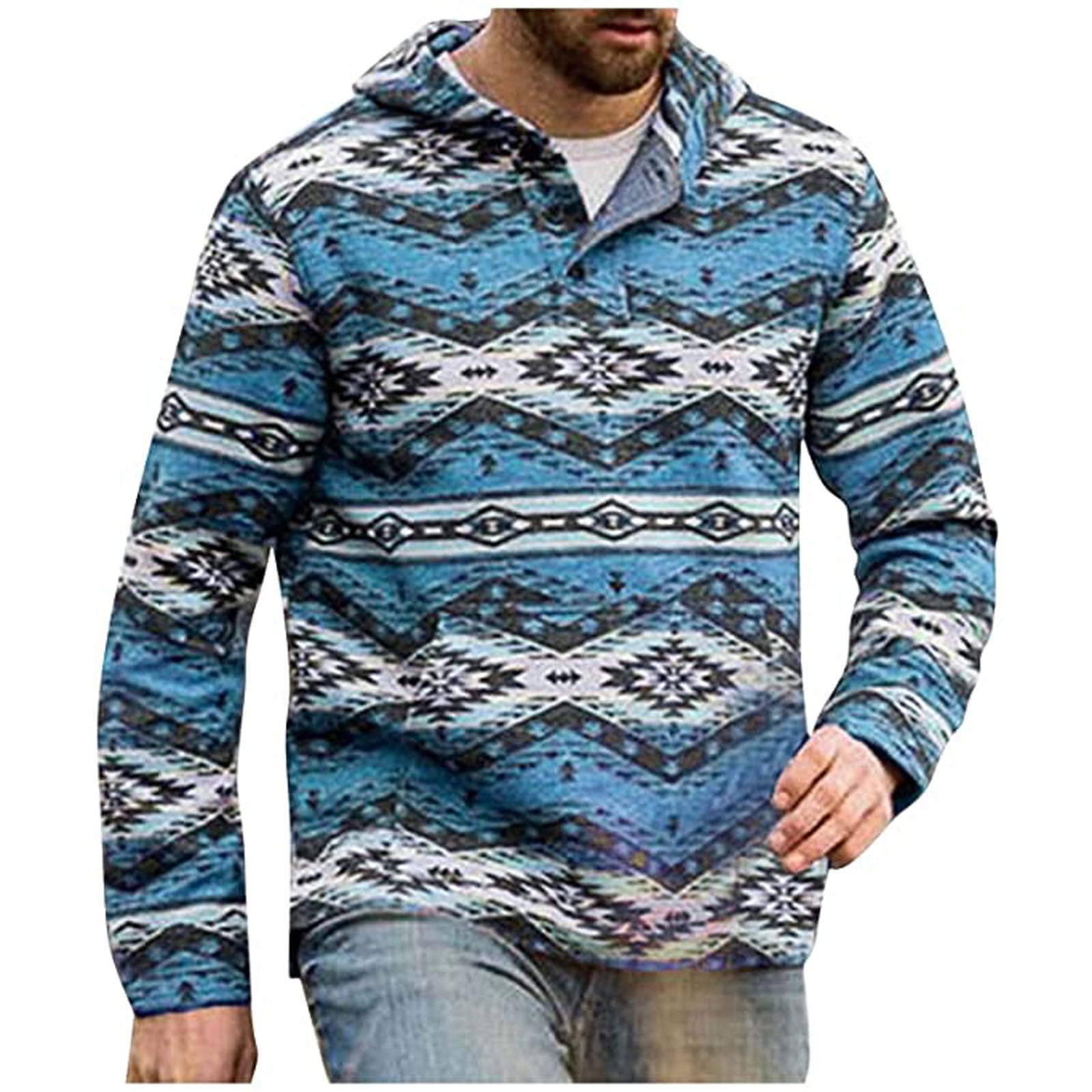 Mens Winter Sweaters Clearance, Printed Pullover Graphic Geometric Print Lightweight Pocket