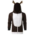 thumbnail image 1 of Mens Winter Sweaters Clearance, Velvet Christmas Antlers Hooded Color Block Sweater Jacket, 1 of 5