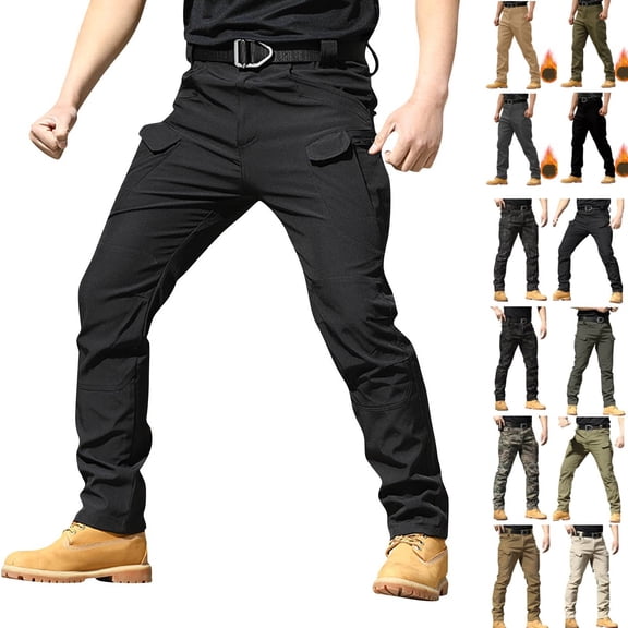 Mens Winter Tactical Work Pants Black M-3XL