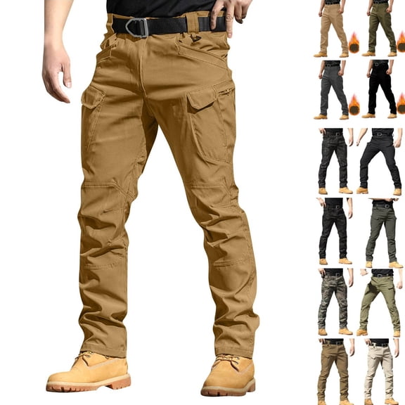 Mens Winter Tactical Work Pants Brown M-3XL