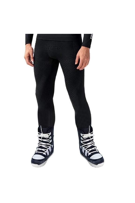 Mens Winter Tech Leggings Ski Quick-dry Base Layers Pants Training Rib Protector Soccer Basketball Paintball Sweatpants (L, Black)