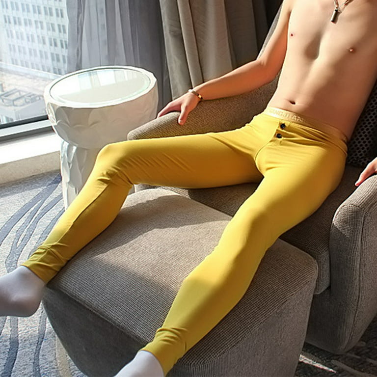 Mens Winter Thermal Pants Long Johns Cotton Sexy Underwear Elastic