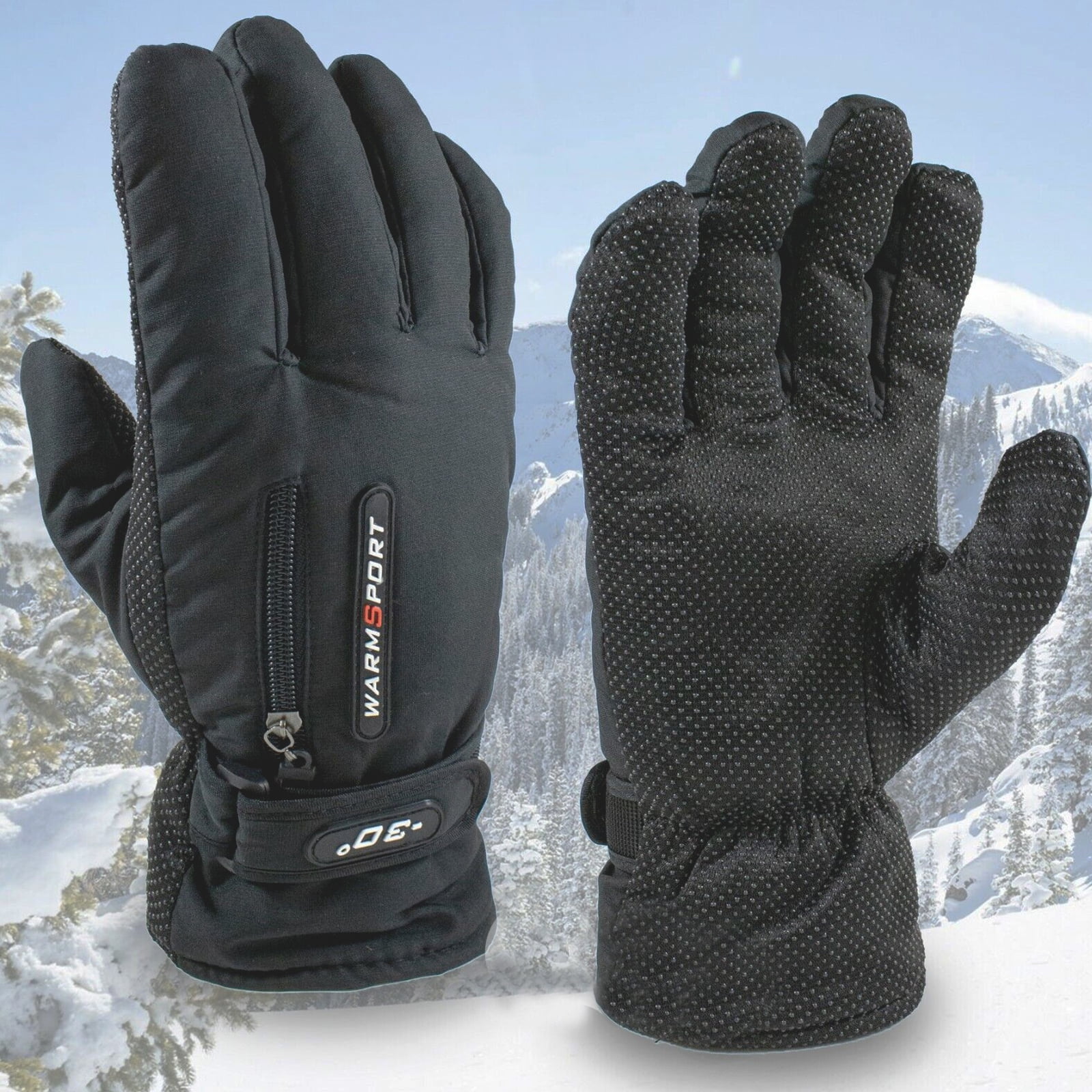 Men's Cold Weather Insulated Gloves with Non-Slip Grip - Fleece Lined ...