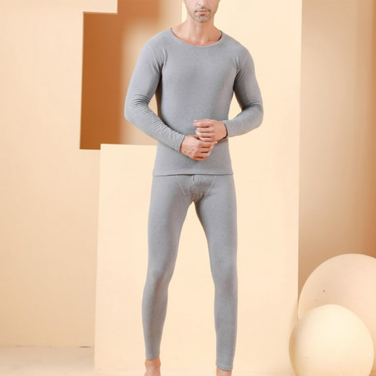 Mens Winter Ultra-Soft Fleece Lined Thermal Top Bottom Long John Underwear  Set 