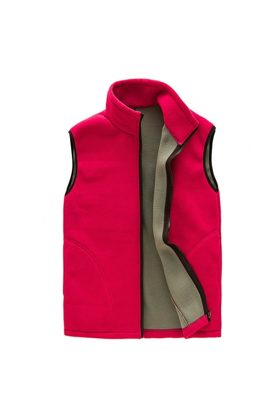 Mens Winter Vests Outerwear Thick Fleece Lined Sleeveless Jacket Casual Zip Up Warm Outdoor Padded Puffer Vest Stand Collar Warm Puffer Vest