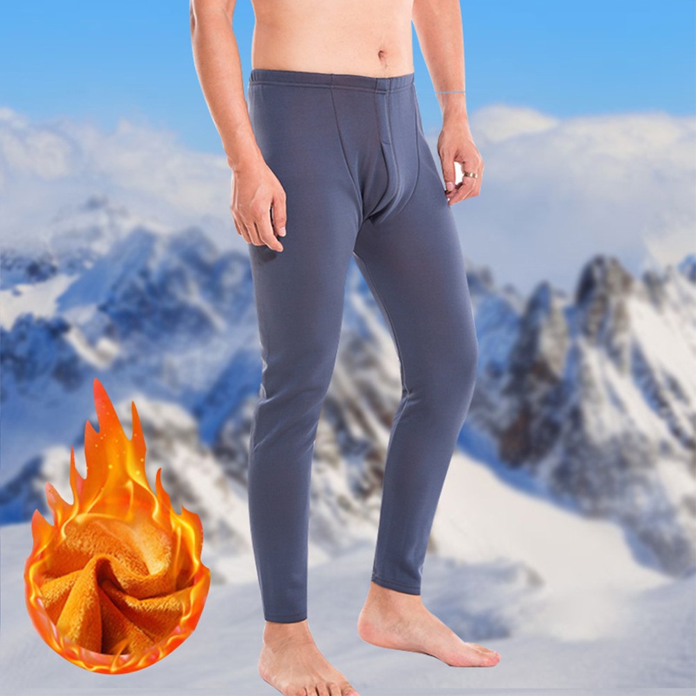 Mens Winter Warm Fleece Lined Elastic Thermal Long Johns Legging Underwear  Pants 