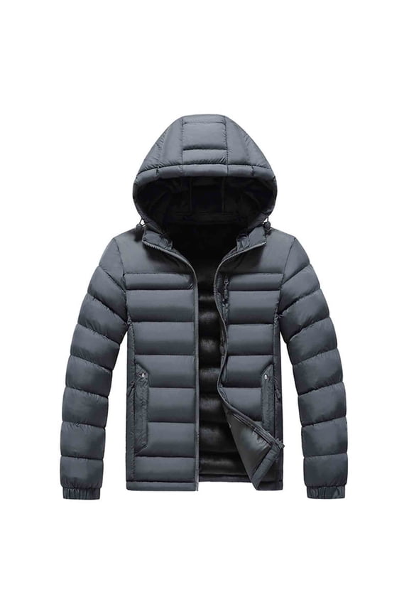 Mens Winter Warm Jackets Running Lightweight Insulated Coat Puffer Jacket with Hood Travel Hiking Cycling Khaki XS
