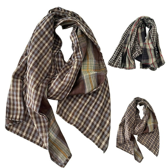 Mens Winter Warm Long Soft Scarf Plaid Tassel Scarf for Men Soft Classic Scarves,Women's Korean Style Double-sided Checkered And Linen Scarf Couple Versatile Warm Scarf Shawl Trend