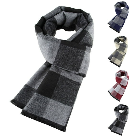 Mens Winter Warm Long Soft Scarf Plaid Tassel Scarf for Men Soft Classic Scarves,Unisex Classic Warm Thickened Brushed Scarf Scarf