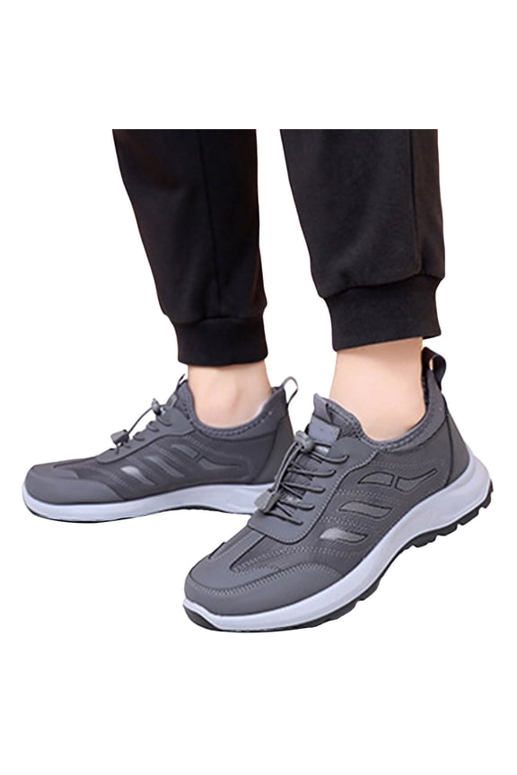 Mens Winter Warm Non Slip Ankle Boots Fleece Lined Slip On Sneakers Lightweight Orthopedics Running Shoes Gray 9