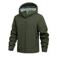 thumbnail image 1 of Mens Winter Windproof Jacket Fleece Lined Hooded Zipper Waterproof Coats Warm Outdoor Hiking Windbreaker With Zip Pocket (L, Army Green), 1 of 5