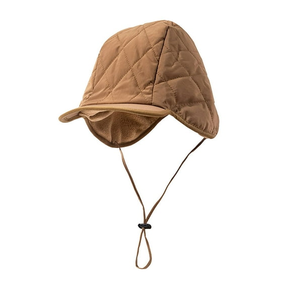 Mens Winter Windproof Warm Hat with , Cold Weather Christmas Skiing Gifts Trapper Hats - camel