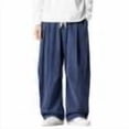 thumbnail image 1 of Mens Winter Wool Blend Casual Pants Fashion Loose Fit Wide Leg Sweatpants Elastic Waist Drawstring Trousers (4XL, Navy), 1 of 7