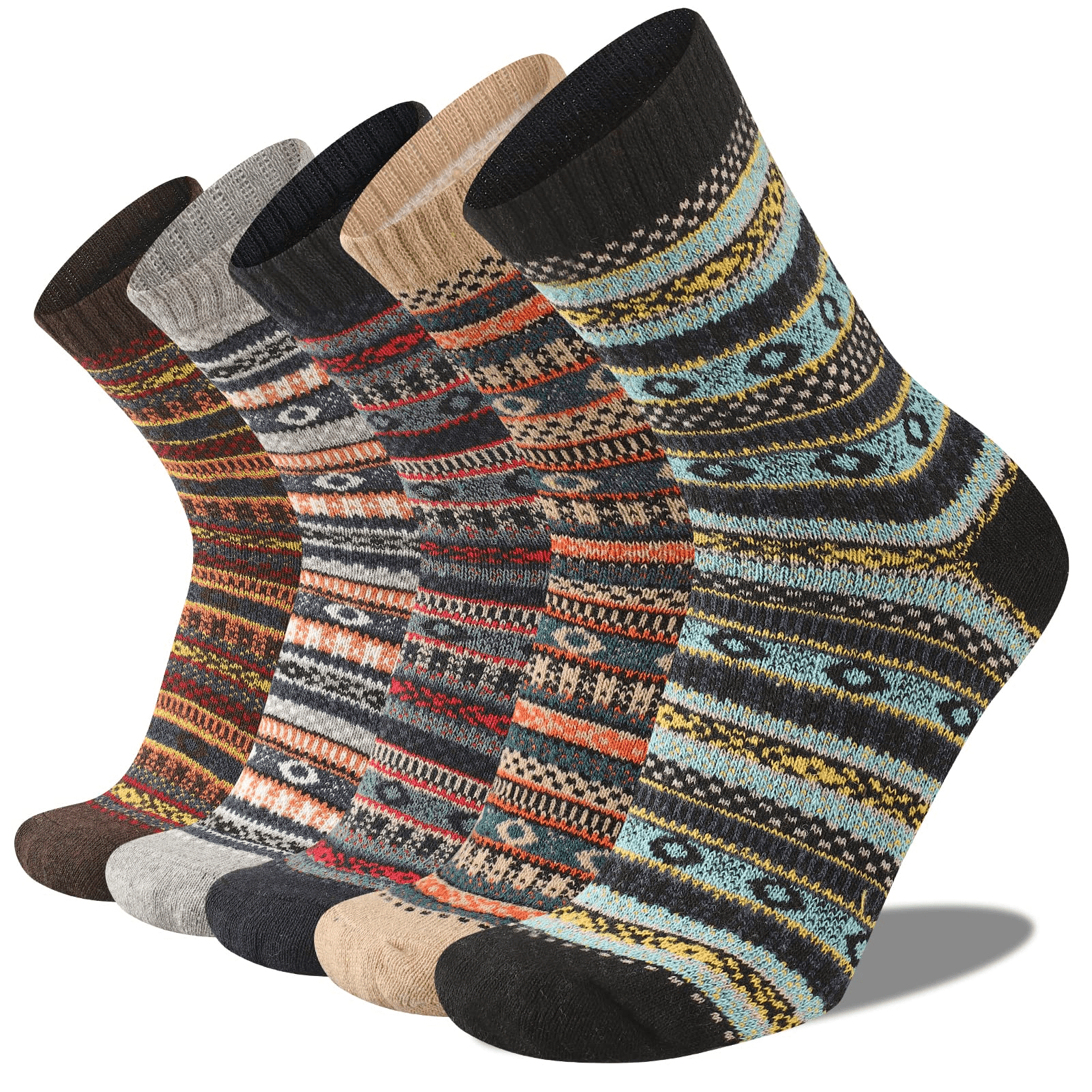 Mens Winter Wool Socks Husfou 5 Pairs Thermal Warm Soft Crew Socks