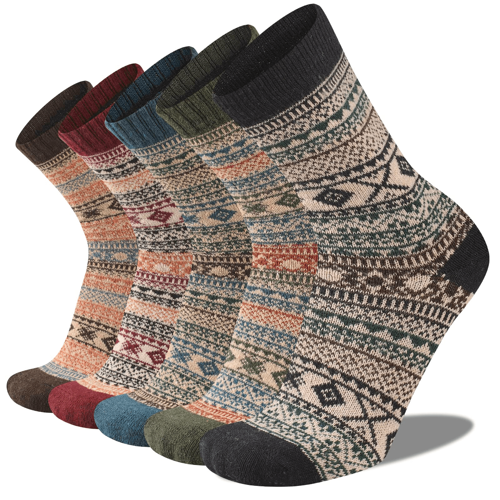 Mens Winter Wool Socks Husfou 5 Pairs Thermal Warm Soft Crew Socks