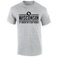 thumbnail image 1 of Mens Wisconsin Tshirt Wisconsin It's Where My Story Begins Short Sleeve T-shirt-Sports Grey-5xl, 1 of 1