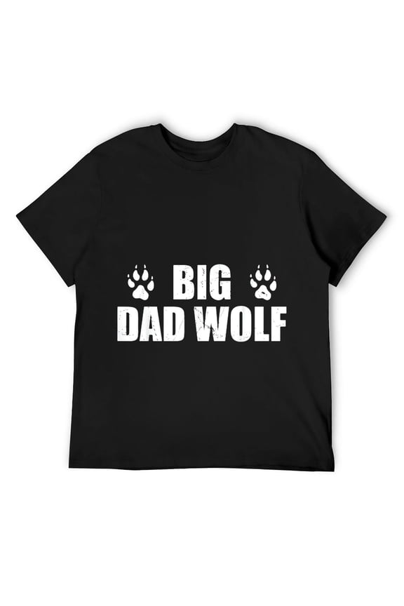 Mens Wolf Animal Lover Big Dad Wolf Father's Day T-Shirt Black