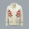 thumbnail image 1 of Mens Wolf Cardigan Sweater Knitted Jacket Zip Up Graphic Knitwear for Casual Daily Warm Pullover Top for Fall Winter, 1 of 8