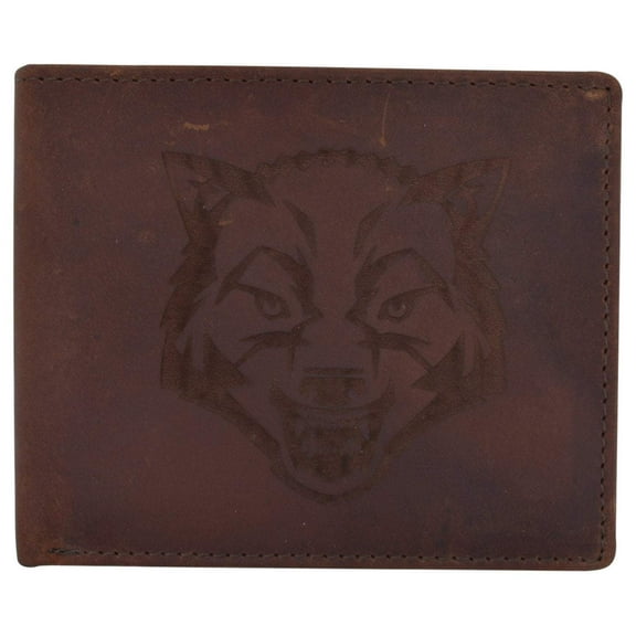 Mens Wolf Logo RFID Blocking Genuine Leather Card ID Bifold Wallet