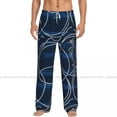 thumbnail image 1 of Mens Woman Casual Pajama Long Pant Loose Elastic Waistband Seahorses And Marine Ropes Navy Print Cozy Sleepwear Home Lounge Pants, 1 of 6