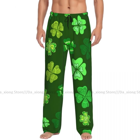 Mens Woman Woman Sleepwear Loose Sleep Pants Pajamas Green Clover Leaf St Patricks Day Long Lounge Bottoms Casual Homewear