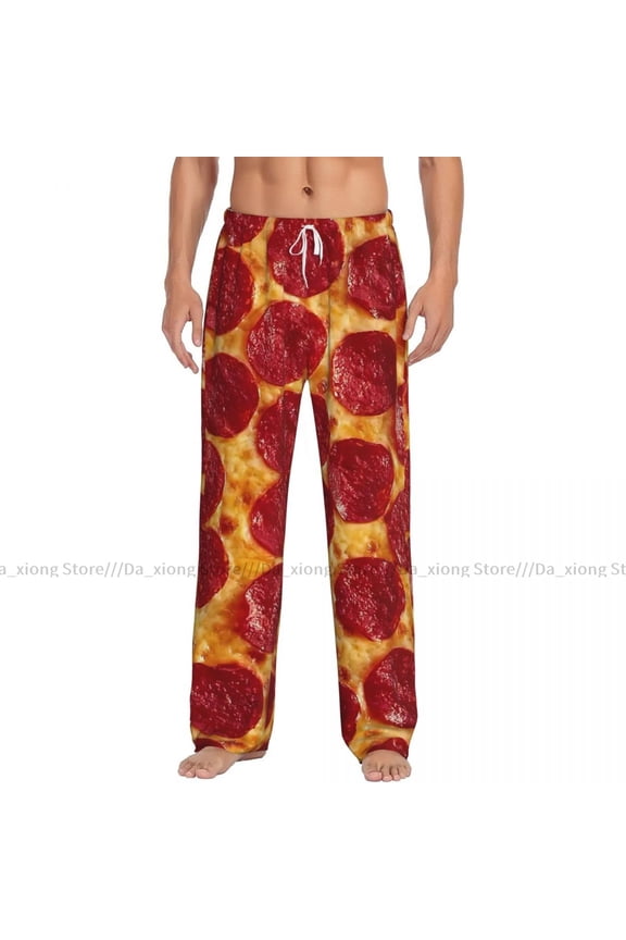 Mens Woman Woman Sleepwear Loose Sleep Pants Pajamas Pepperoni Pizza Long Lounge Bottoms Casual Homewear
