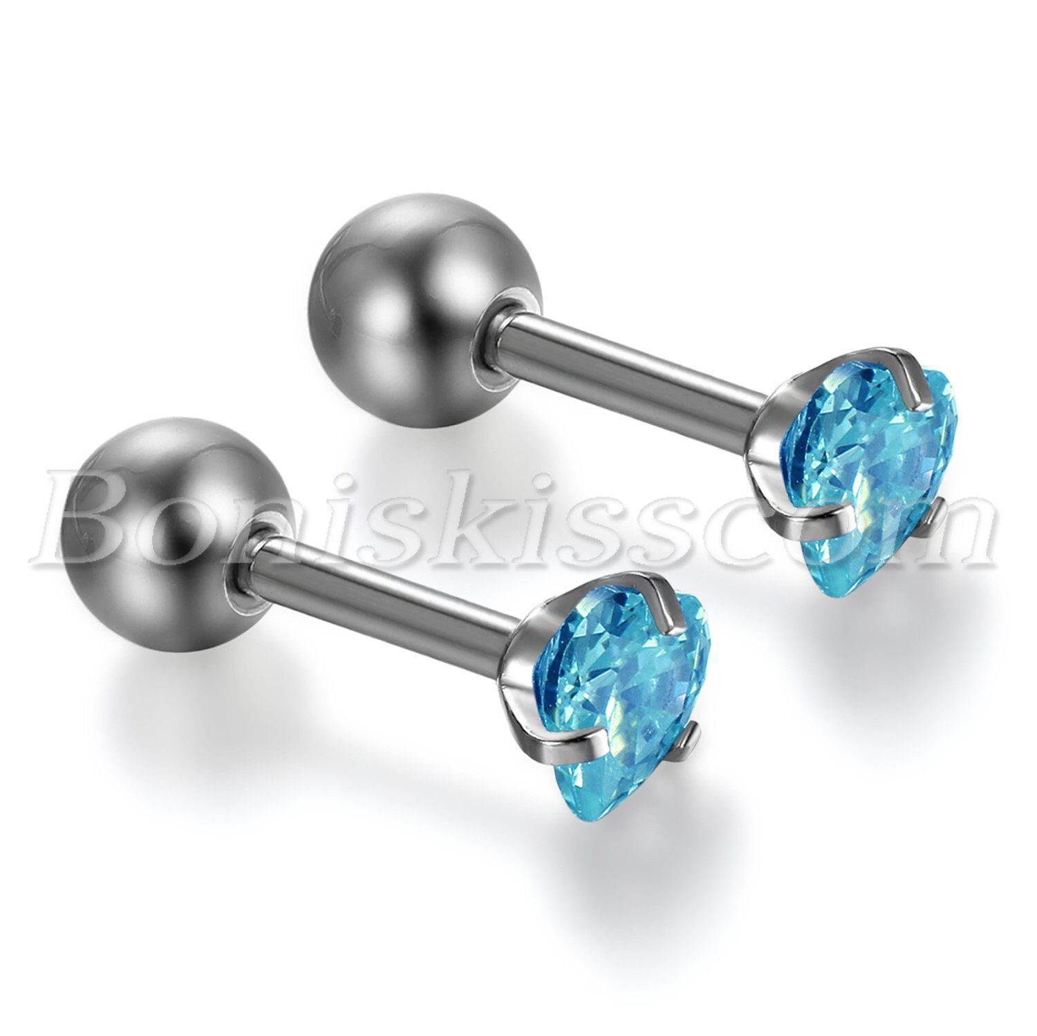 Mens Women Charm Stainless Steel Heart Shape Earrings Ear Bone Nose Nails Studs