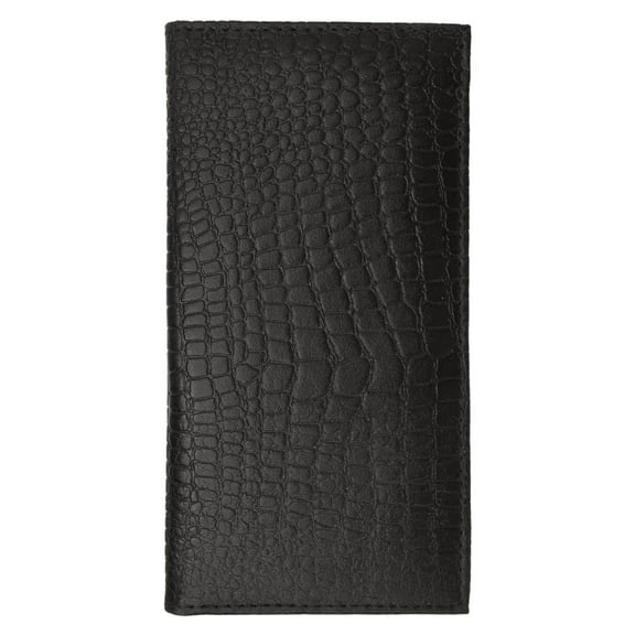 Mens Women Crocodile Pattern Brown Black Tan Wine LEATHER Checkbook Cover Wallet