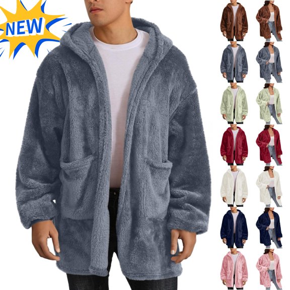 Mens and Women Fleece Jacket Sherpa Lined Zip Up Hoodie Warm Plush Winter Coat Casual Soft Outerwear for Cold Weather Fall Long Sleeve Hoodless Outwear Sweatshirt Jackets