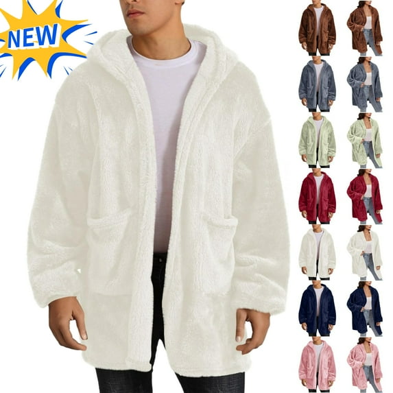 Mens and Women Fleece Jacket Sherpa Lined Zip Up Hoodie Warm Plush Winter Coat Casual Soft Outerwear for Cold Weather Fall Long Sleeve Hoodless Outwear Sweatshirt Jackets