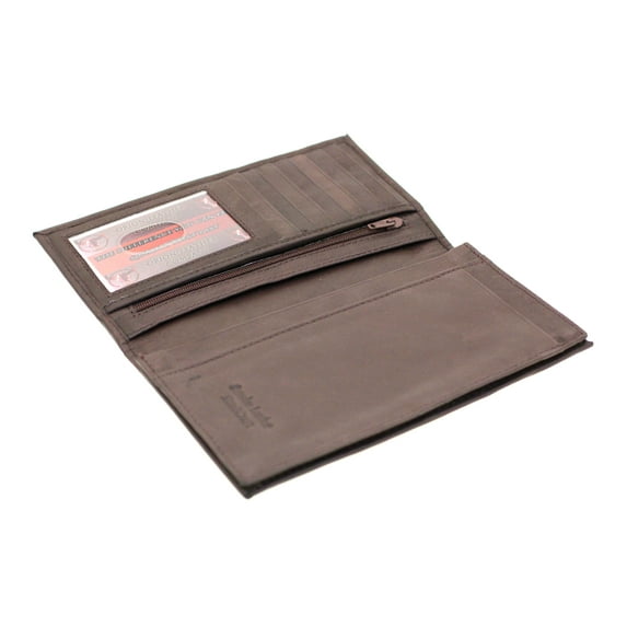 Mens Women Leather Checkbook Wallet Holder Cover Expandable Pocket Zipper Pocket