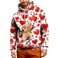 thumbnail image 1 of Mens Women Unisex Pet Pouch Hoodies Cat Dog Pouch Valentines Heart Printed Sweatshirt Couple's Animal Carriers Pullover with Pockets Red S Red L, 1 of 5
