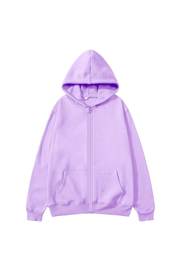 Mens Women Unisex Soild Basic Hooded Sweatshirt Couple Fleece Jacket Outwear with Pocket Zipper Hoodies Sweatshirt Multicolor L