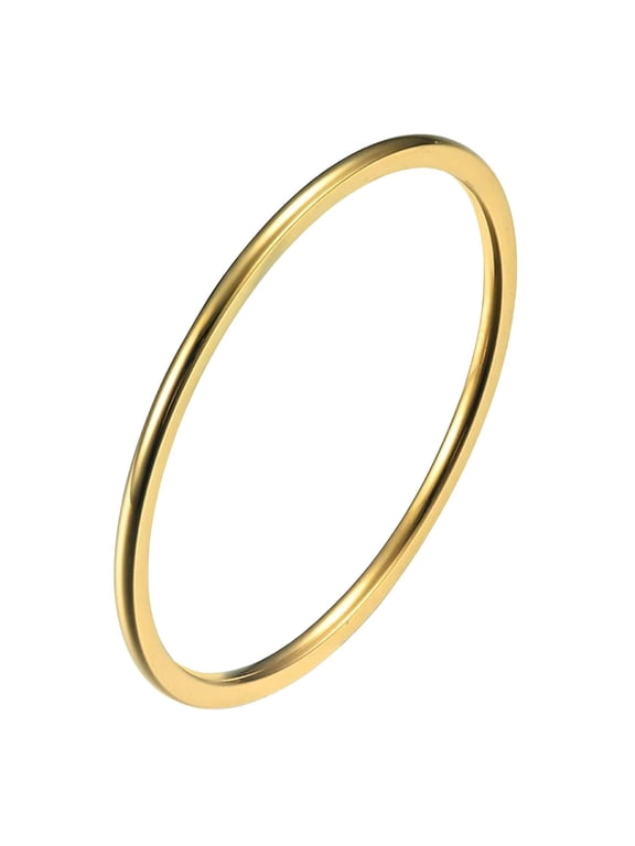 Mens Womens 1 mm Titanium Stainless Steel Simple Style Thin Ring Wedding Engagement Gold Band for Him Her