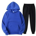 thumbnail image 1 of Mens Womens 2-Pieces Sweatsuits Fall Winter Hoodie Sweatpants Tracksuits Solid Color Casual Sets for Jogging Workout, 1 of 5