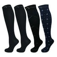 thumbnail image 1 of Mens, Womens 4 Pair 15-20mmHg Graduated Compression Socks Classic Designs (Large/X-Large, Business Collection), 1 of 6
